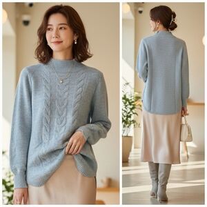 NWOT Reitmans XS Cottagecore Dainty Contemporary Mock Neck Cable Knit Sweater